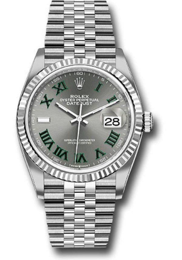 Rolex Datejust 36 Fluted Bezel Slate Roman Dial Jubilee Bracelet 126234