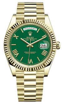 Rolex Day-Date 40 Yellow Gold Green Roman Dial  228238