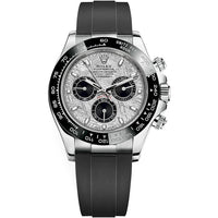Rolex Daytona White Gold Daytona 40 Watch - Meteroite and Black Index Dial - Black Oysterflex 116519LN