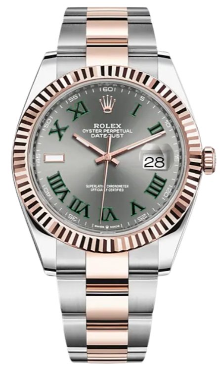 Rolex Steel and Rose Gold Datejust 41mm - Fluted Bezel - Slate Gray Wimbledon Roman Dial (Reference #126331) Watch only